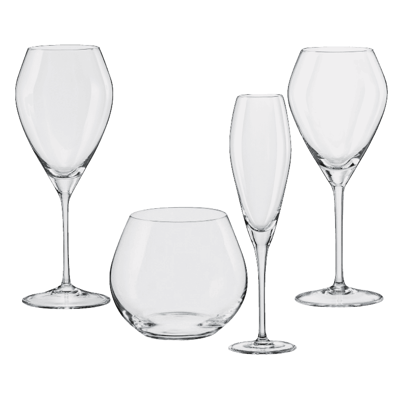 Assortiment de sets de 4 verres à eau, verres à vin ou flûtes Exclusive