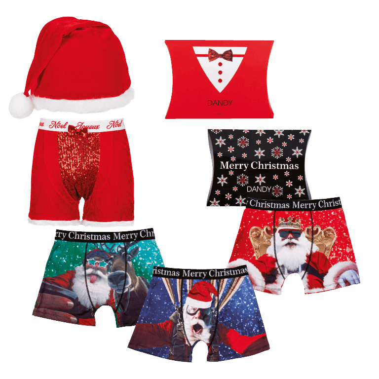 Assortiment de boxers de Noël homme avec pochette cadeau